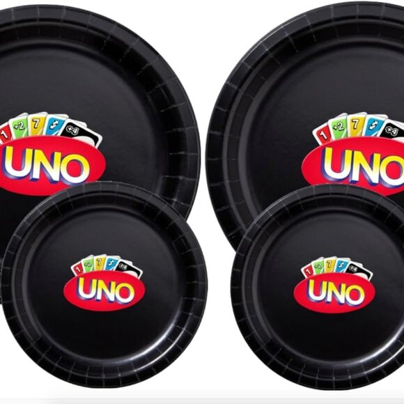 Custom Birthday Card Game Party Paper Plates, Black, Large and Small Sizes, 60 - Picture 3 of 3